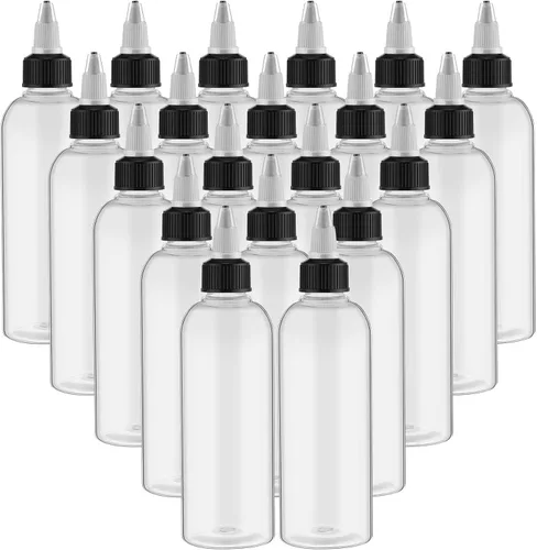 Miniatura 8 de Tanlade 200 botellas de plástico de 2 onzas para exprimir a granel Boston dispensadoras de aceite vacías para el cabello con tapa para aceites