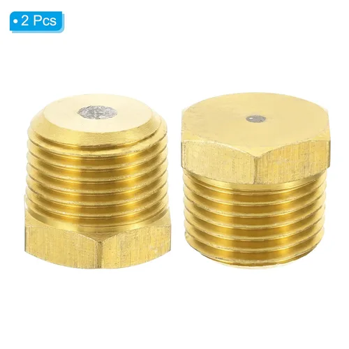 Miniatura 3 de PATIKIL Tapón fusible de latón BSPT de 1/2 pulgada, paquete de 2 tapones fusibles de latón de 509.0 °F para sistema de refrigeración HVAC, tono latón