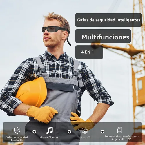 Miniatura 2 de Lentes de seguridad inteligentes con Bluetooth para hombres y mujeres, volumen ultra fuerte, luces LED recargables de 20 horas de tiempo