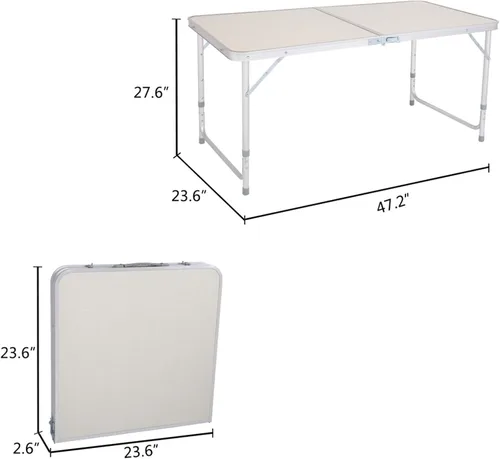 Miniatura 3 de Mesa plegable de aluminio portátil para campamento, altura ajustable, ligera para fiestas, playa, patio trasero, barbacoa, interior y exterior