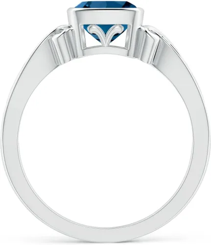 Miniatura 2 de Angara Anillo solitario de topacio azul Londres de estilo vintage natural en oro macizo de 14 quilatesplatino Piedra natal de noviembre
