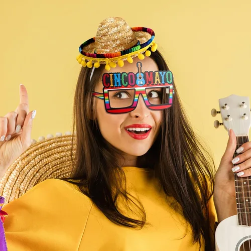 Miniatura 4 de Janinka 18 piezas de suministros para fiesta de fiesta, sombrero, diademas de papel, decoraciones de fiesta mexicana del Cinco de Mayo