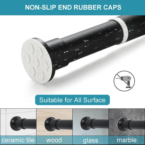 Miniatura 4 de Oxdigi Cortinero de tensión para ducha. Cortinero pequeño ajustable. No necesita perforación. Para baño, decoración en interiores, negro.