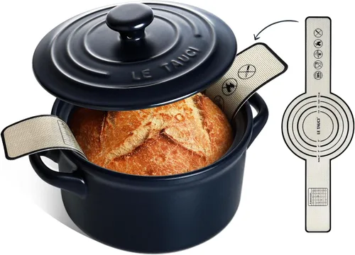 Miniatura 9 de LE TAUCI Horno holandés de cerámica de 3 cuartos - Ligero, no tóxico, no necesita curado - Apto para horno, microondas y lavavajillas, olla Rojo