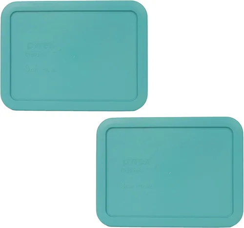 Miniatura 4 de Pyrex 7210-PC - Tapa rectangular de plástico para almacenamiento de alimentos de 3 tazas, color turquesa, hecha en EE. UU. - Paquete de 4