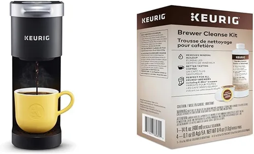 Keurig K-Mini - Cafetera de una sola porción, kit de limpieza negra y de cafetera para mantenimiento, incluye solución de descalcificación y