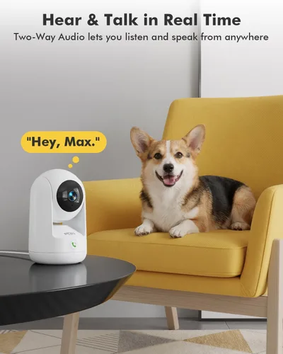 Miniatura 6 de Dzees Cámara de seguridad 5G/2.4G WiFi para interiores, cámara para mascotas sin suscripción, cámaras WiFi 2K 360°, cámara con cable para mascotas
