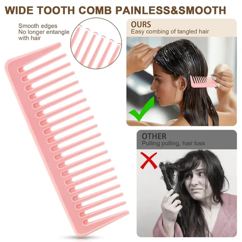 Miniatura 2 de NICEMOVIC Peine para mujer, peine de dientes anchos y cola de rata, herramienta para el cabello, 10 peines para el cabello, herramienta de moldeo