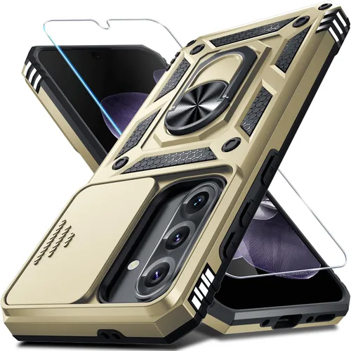 Miniatura 14 de Janmitta Funda compatible con Samsung Galaxy A26 5G, funda integrada para lente de cámara deslizante + protector de pantalla + soporte de anillo