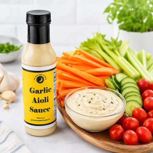 Miniatura 8 de Salsa de alioli de ajo Botella de 12 onzas líquidas con tapa de bloqueo de sabor Bajo en azúcar Fabricado en pequeños lotes Premium Salsa