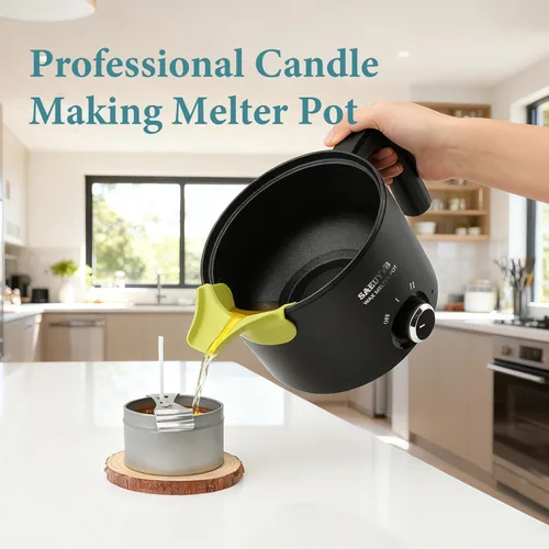 Miniatura 5 de SAEUYVB Kit de fabricación de velas con olla de fusión de cera, derretidor de cera para hacer velas con termómetro, suministros completos de kit