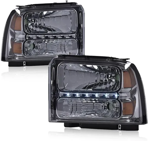Miniatura 11 de CHEDA Conjunto de faros LED DRL, compatible con Ford F250 F350 F450 F550 Super Duty 2005 2006 2007 (lente transparente carcasa negra reflector ámbar)