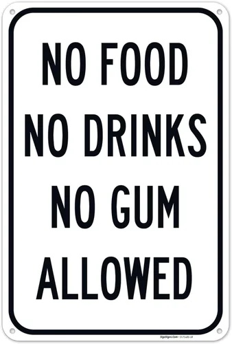 Miniatura 16 de Cartel de "No Food No Drinks No Gum Allowed", 10 x 7 pulgadas, calcomanías de vinilo de 4 mil, resistentes a la intemperie, fabricadas en Estados