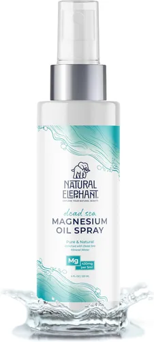 Natural Elephant Spray de aceite de magnesio del Mar Muerto para uso tópico | 100% puro | 4 onzas líquidas (4.1 fl oz) | Promueve la relajación y el