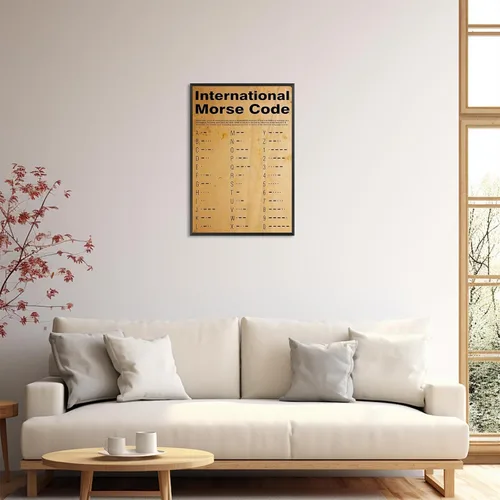 Miniatura 7 de Póster vintage internacional en código morse con alfabeto fonético morse, arte de pared retro de 1800 para amantes de los militares, pintura