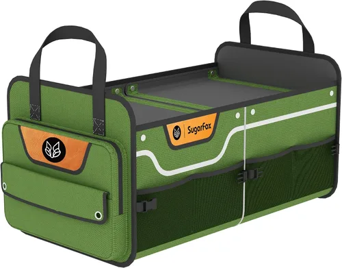 Miniatura 13 de SugarFox Organizador de maletero para coche todoterreno, organizador de cajuela impermeable resistente, organizador de coche plegable y colapsable