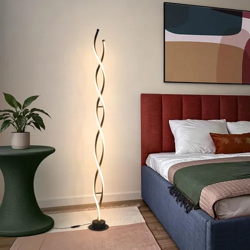 Miniatura 7 de ADISUN Lámpara de pie moderna de 31 W, lámpara de pie LED en espiral para sala de estar, lámpara de pie regulable de 3 colores con control remoto