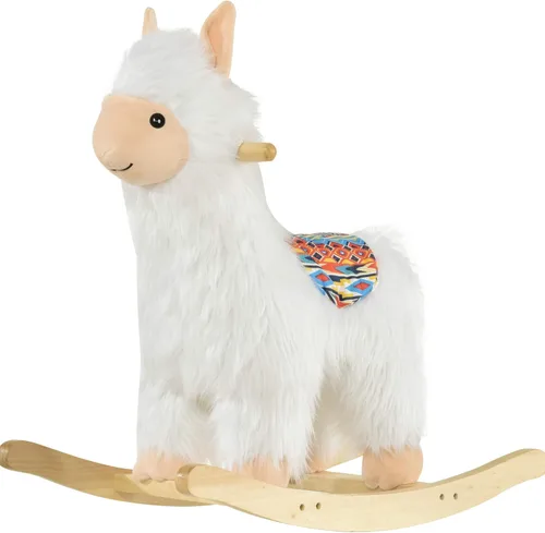 Qaba Juguete de caballo mecedora para niños, estilo llama, tela de felpa suave para niños de 3 años en adelante