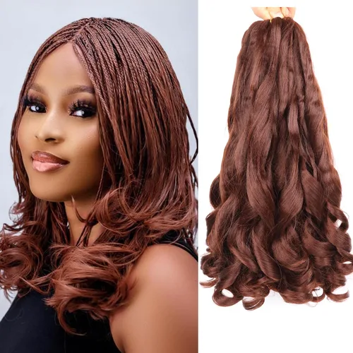 Miniatura 56 de Cabello rizado francés para trenzar de 12 pulgadas, 8 paquetes de cabello rizado preestirado para trenzas de caja, rizos franceses, trenzas