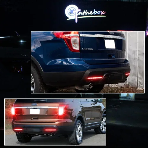 Miniatura 7 de Luces LED de Reflector de Parachoques Completas con Lente Roja Compatibles con Ford Explorer 2011 2012 2013 2014 2015 - Funcionan como Luces