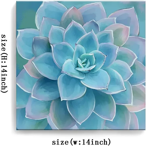 Miniatura 6 de Decoración de baño de suculentas azules, arte de pared enmarcado, moderno, popular, plantas de pared, impresiones en lienzo, decoración de pared