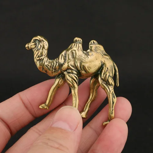 Miniatura 2 de Garneck Decoración de mesa de camello de latón Escultura de camello de cobre, figura de camello de latón, escultura de animales de latón, riqueza