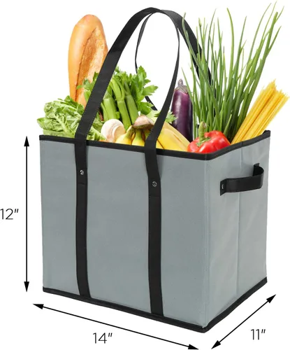 Miniatura 2 de Foraineam Juego de bolsas reutilizables para comestibles, bolsas de compras plegables y resistentes con fondo reforzado Gris / Paquete de 3