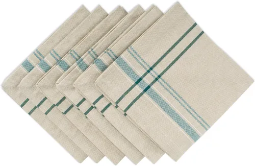 Miniatura 13 de DII - Servilletas para mesa estilo rústico, colección con rayas estilo francés, 20 x 20 pulgadas, color azul cambray, 6