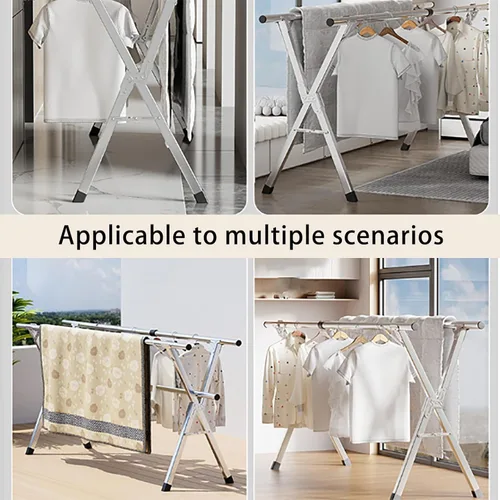 Miniatura 5 de Estante de secado de ropa plegable para interiores y exteriores, longitud ajustable portátil, fácil de mover, ahorro de espacio, proporciona un
