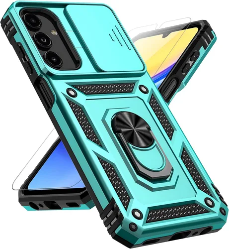 Miniatura 14 de Funda para Samsung Galaxy A15 5G con cubierta deslizante para cámara, protector de pantalla HD [grado militar de 16 pies probada en caídas], soporte