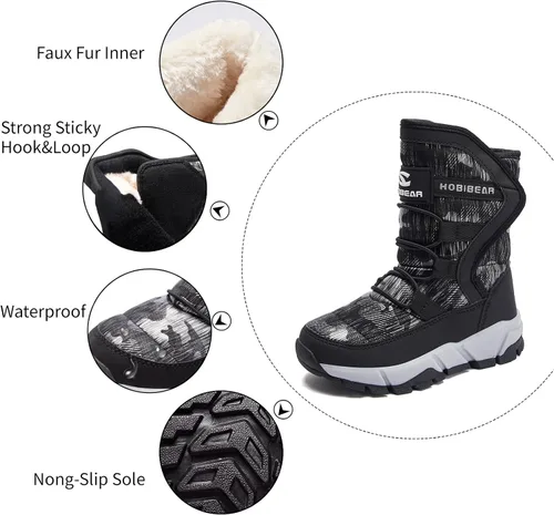 Miniatura 2 de GUBARUN - Botas de nieve para niños, impermeables, antideslizantes, resistentes al frío, zapatos para invierno y climas fríos