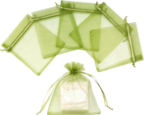 Miniatura 6 de Bskifnn 100 bolsas de organza de satén con cordón, bolsa de organza para el día de la madre, día de San Valentín, Halloween, bolsas de dulces, boda