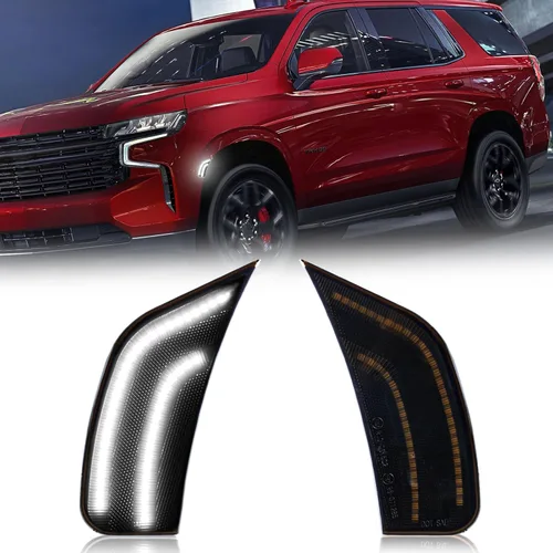 Luces LED de posición laterales para Yukon XL Denali Tahoe Suburban Escalade ESV 2021-2024, lámparas de señal de posición blanca, lente ahumada,