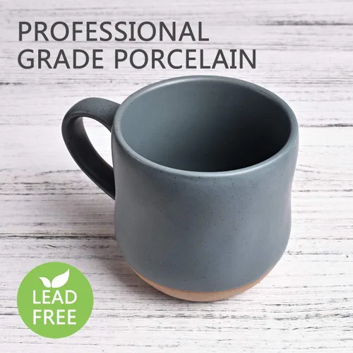 Miniatura 3 de Bosmarlin Taza grande de cerámica moteada para café, 17 onzas, apta para lavavajillas y microondas (azul, 1)