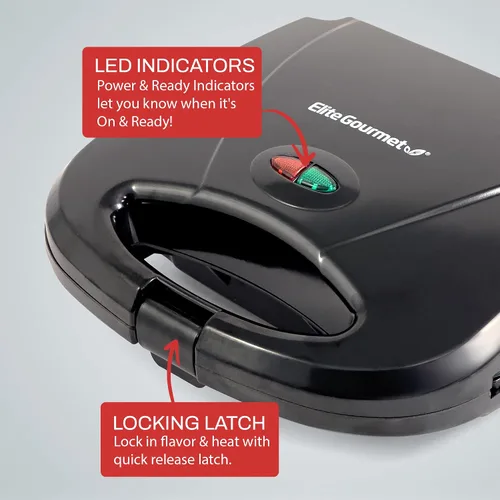Miniatura 7 de Elite Gourmet Maxi-Matic - Máquina eléctrica antiadherente para hacer gofres belga, desayuno, sándwiches, compacta y portátil, 2 rebanadas