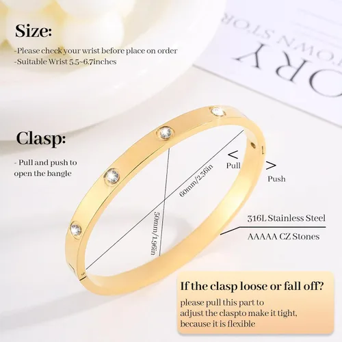 Miniatura 5 de Pulseras de oro para mujer - 4 piezas/3 piezas, juego de pulseras de tenis de 18K de oro chapado, elegantes pulseras de oro no manchadas de acero