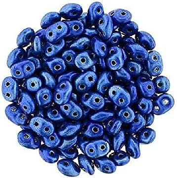 Miniatura 2 de Matubo Superduo - Cuentas de vidrio prensado checo con 2 agujeros, 0.098 x 0.197 in, tiza metálica de amatista brillante