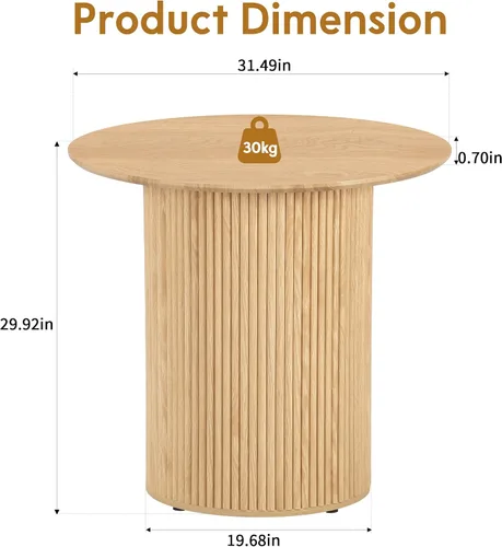 Miniatura 2 de AVZEAR Mesa de comedor redonda de 31.5 pulgadas para 2 personas, mesa de comedor de cocina pequeña con base de madera acanalada, mesas de comedor