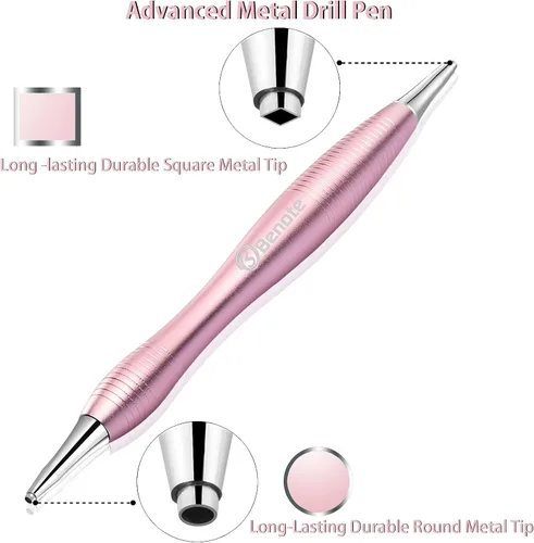 Miniatura 6 de benote Herramientas de accesorios para bolígrafo de pintura de diamante, puntas cuadradas y redondas de metal, punta ergonómica de diamante, punta
