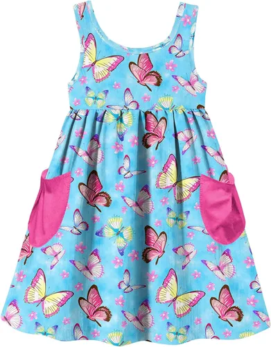 Miniatura 8 de Vieille Vestido sin mangas para niñas pequeñas, lindo vestido de verano con bolsillo, 2-7 años