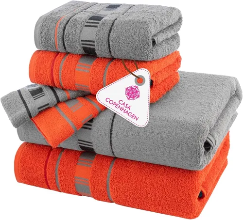 Miniatura 134 de CASA COPENHAGEN Juego de 6 toallas de palomitas de maíz, color azul polvoriento, 21.16 oz/m², 2 toallas de baño, 2 toallas de mano y 2 toallas
