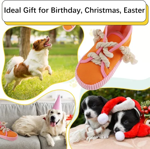 Miniatura 6 de vocheer Juguete masticable para perros, juguetes para perros para mantenerlos ocupados, zapato de dentición duradero, juguete interactivo con sonido
