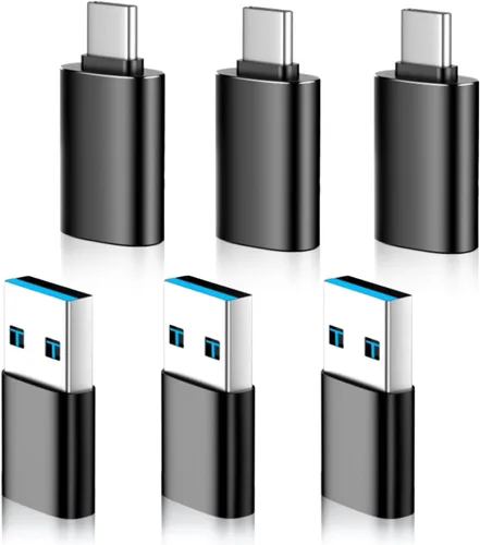 Adaptador USB a USB C, paquete de 6 unidades, 3 convertidores de cargador tipo C hembra a macho y 3 USB C macho a USB hembra, para MacBook Pro/Air,