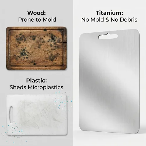 Miniatura 3 de Tablas de cortar de titanio para cocina, tablas de cortar no tóxicas, aptas para lavavajillas adecuadas para cocina o acampar al aire libre (M11 x 8)
