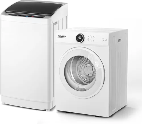 Miniatura 14 de ROVSUN Juego de lavadora completamente automática de 25 libras y secadora de ropa portátil de 2.6 pies cúbicos, juego combinado de lavadora