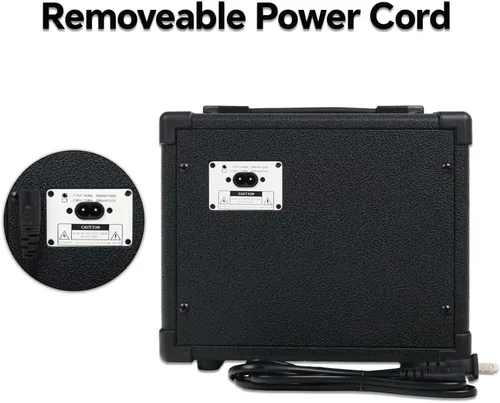 Miniatura 4 de Fojill Amplificador de guitarra eléctrica de 20 W, amplificador de práctica pequeño portátil de viaje con conector de auriculares de 3.5 pulgadas