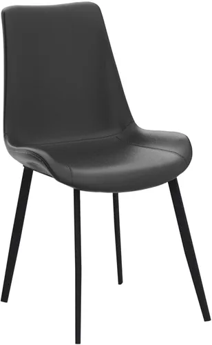 Miniatura 5 de seonyou Juego de 4 sillas de comedor de piel sintética negra para cocina, comedor, cómoda silla moderna de mediados de siglo con patas de metal