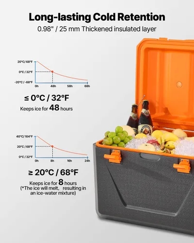 Miniatura 3 de VEVOR Enfriador portátil, ligero, material rígido, aislado, portátil, adecuado para pícnics familiares y viajes largos