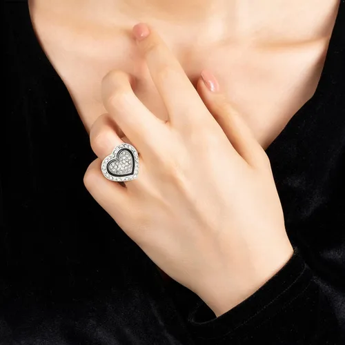Miniatura 8 de Lavencious Anillos elásticos de diamantes de imitación en forma de corazón para mujer, talla 7-9
