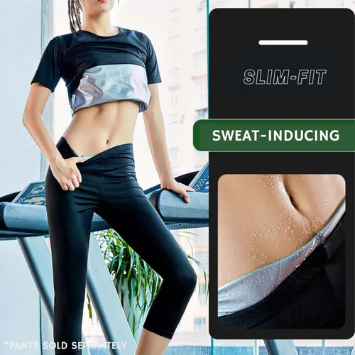 Miniatura 5 de Nano Hertz Traje de sauna para sudar y perder peso, faja moldeadora para entrenamiento de cintura, entrenamiento, ejercicio, camisa de manga corta